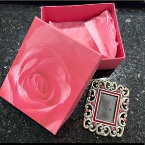 Jay Strongwater Mini Picture Frame Red w Crystal details New